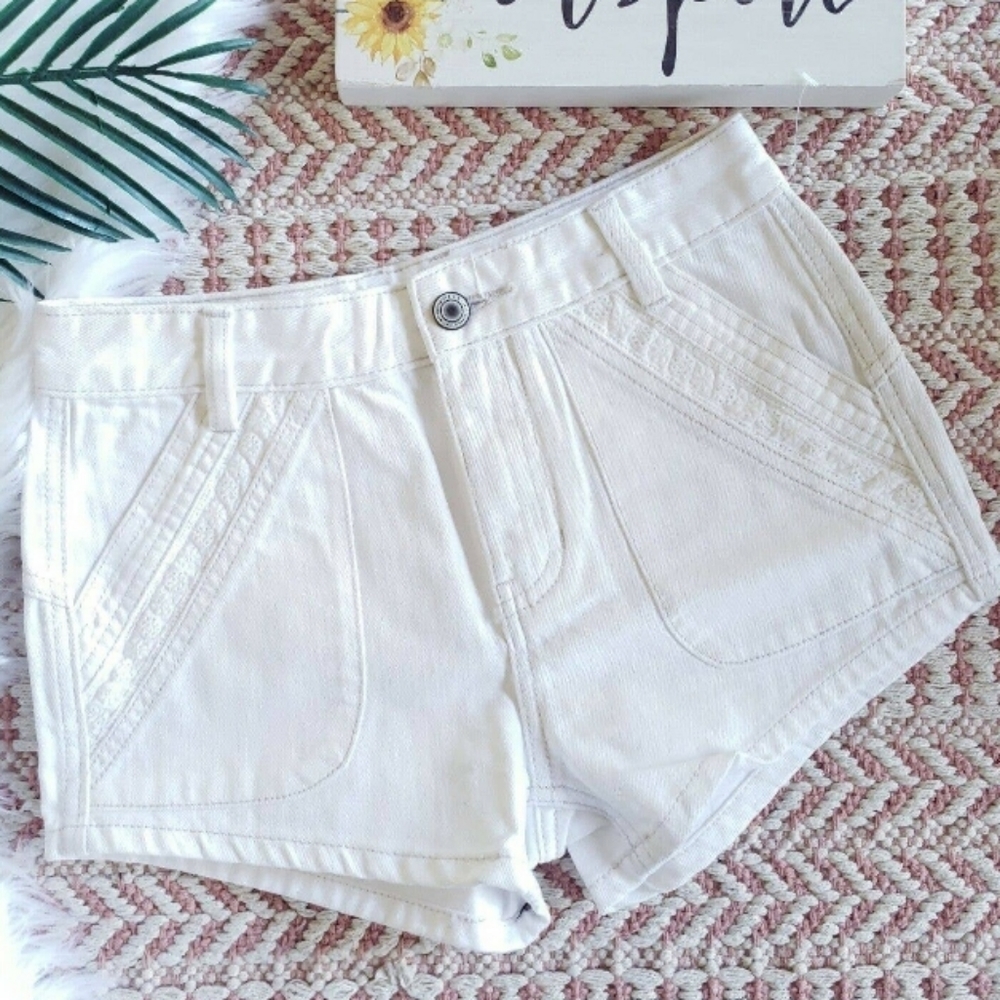 Free People High Waisted White Denim Jean Shorts
